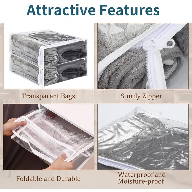 CHIYUYISEN 6 Pcs (16 * 12 * 4 Inch) Zippered
