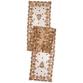 SARO LIFESTYLE Lakshmi Collection Beaded Table Runner 16" x 72" Burgundy 1 Piece