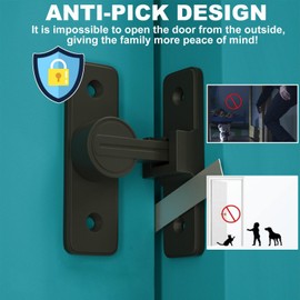 Barn Door Lock Hardware, 90 Degree Heavy Duty Gate Latches Flip Latch Safety Door Bolt Latch Lock, Barn Sliding Door Latch Lock Suitable for Garden, Bathroom, Outdoor, Garage (Black)