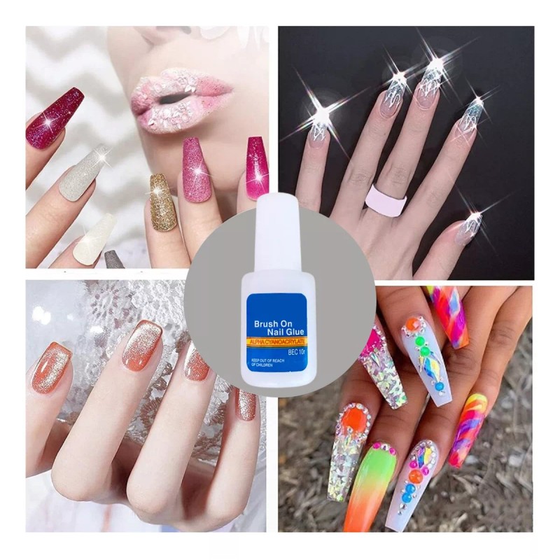 Veraly 3pzs Pegamento Tips Uñas Postizas Uñas Press On Transparente