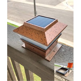Set of 8 Copper Finish Color Outdoor Garden 4 x 4 Solar Power LED Post Deck Cap Square Fence Light Landscape Lamp Wood…