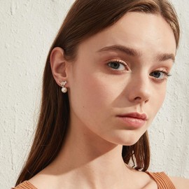 CathMe Cat Earrings Silver 925 for Girls, Children’s Earrings, Pearl Cat Stud Earrings, Silver Pearl Earrings, Cat Earrings, Rose Gold Earrings, Silver Cat Deco for Cat Lovers, Sterling Silver, Pearl