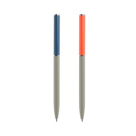 Miquelrius Set of 2 Blue Ballpoint Pens Ideal for School Supplies, 0.7mm Point, Office Supplies, Beautiful Stationery, Rotating Ballpoint Pen, Blue/Red
