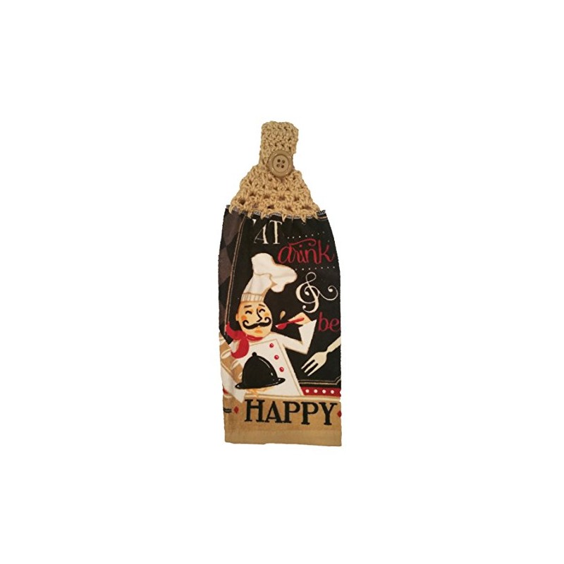 Handcrafted Buff Crochet Topped Eat Drink & Be Happy Chef