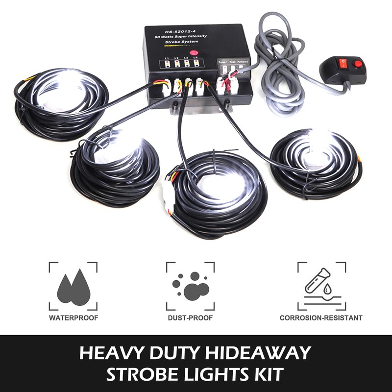 SMALLFATW Hideaway Strobe Lights Kit 4 HID Bulbs 13 Flashing