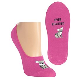Hot Sox Women's Funny Jokes & Wordplay Crew Socks-1 Pair Pack-Cool & Cute Novelty Fashion Gifts, Overkoalified Liner (Pink), Shoe Size: 4-10