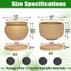 Rustic 4 inch Bonsai Plant Pot with Bamboo Tray Set