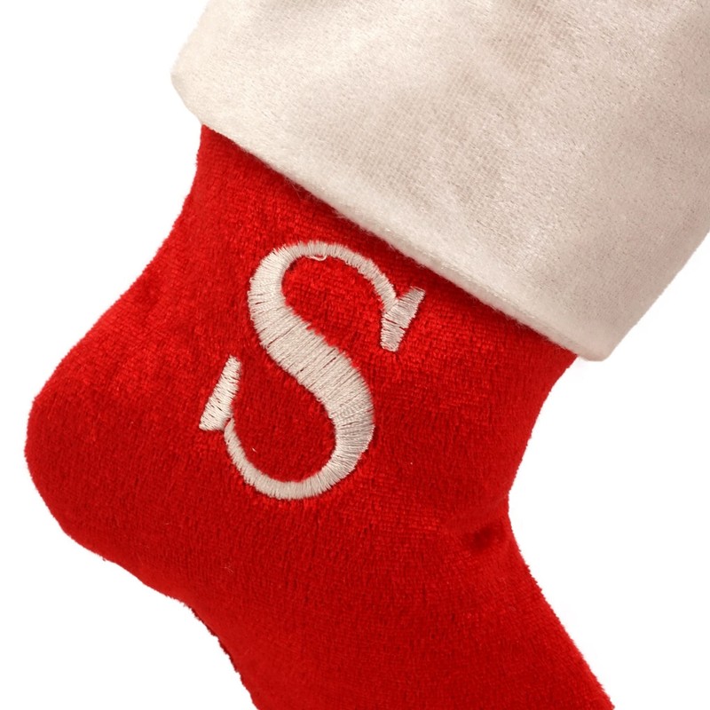 Mini Monogrammed Christmas Stocking (8 in) Red Plush White Cuff