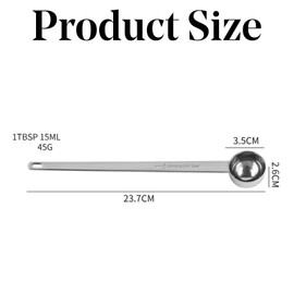 1 Pcs 23.7cm Extra Long Handle 15ml Coffee Scoop Stainless Steel Measuring Spoons with for Ground Coffee, Beans, Powder, Espresso, Ideal for Tall Canister, Jar, Cans