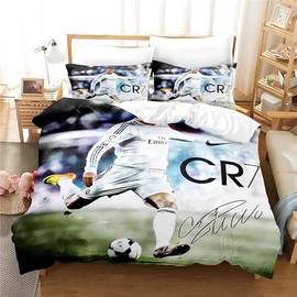 Umbrean Children's Football Star Duvet Cover 135 x 200 cm, 1 Piece, Football Pillowcase 80 x 80 cm, 1 Piece