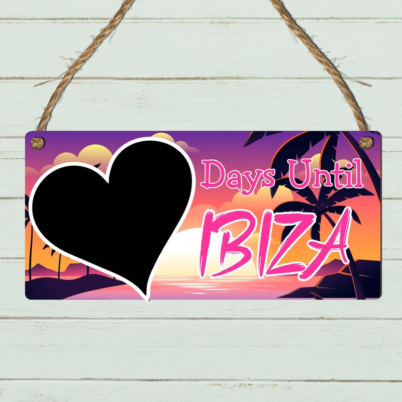 Days Until Ibiza Holiday Countdown Chalkboard Plaque – Vibrant Sunset