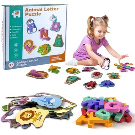 Preschool Games Alphabet, Letters Learning Educational Games, Alphabet Learning, Reading Learning Montessori Toy, Montessori Letters Wood, ABC Wooden Letters Animal Card Board Matching Puzzle for 3+