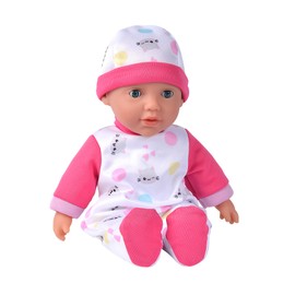 Simba Laura Cutie 105140004 Soft Body Doll with Sleeping Eyes in Cute Kitten Romper 5 Sounds, 30 cm, from 12 Months, Pink