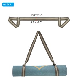 PATIKIL Yoga Mat Strap, 4 Pack Adjustable Yoga Mat Carrier Straps Sling Cotton Anti Slip Mat Holder Stretching Band for Exercise, Khaki Stripe