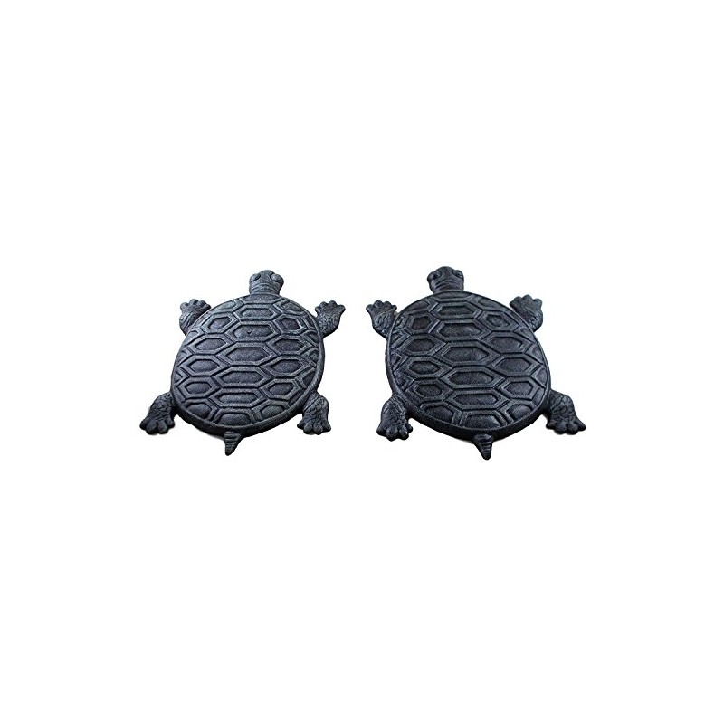 Set of 2 Iron Verdigris Garden Turtle Stepping Stone