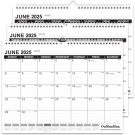 OuMuaMua Wall Calendar 2025, 3-Pack Calendar Wall 2025-2026, Jun. 2025 to Dec. 2026, 14" X 11.5" 19-Month Paper Hanging Planner Wall with Thick PaperRuled Blocks for Office Home Planning & Organizing