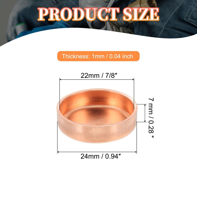 PATIKIL 7/8 Inch ID Copper Pipe End Cap, 12 Pack