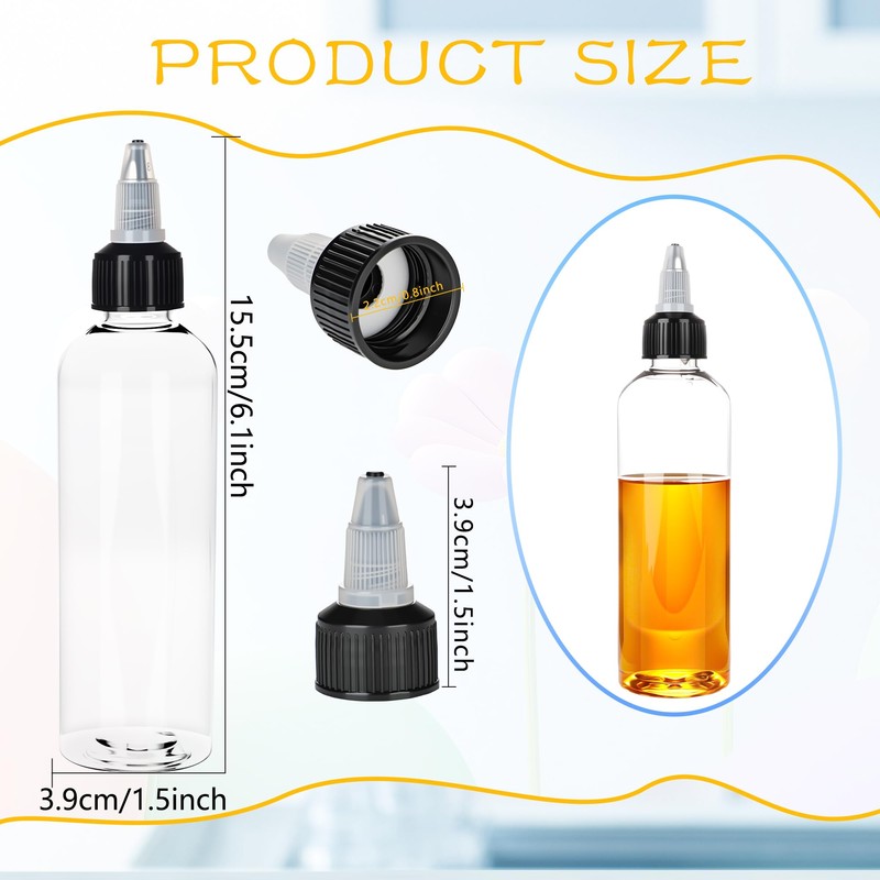 60 Pack 4oz Plastic Squeeze Bottles Clear Dispensing Bottles with