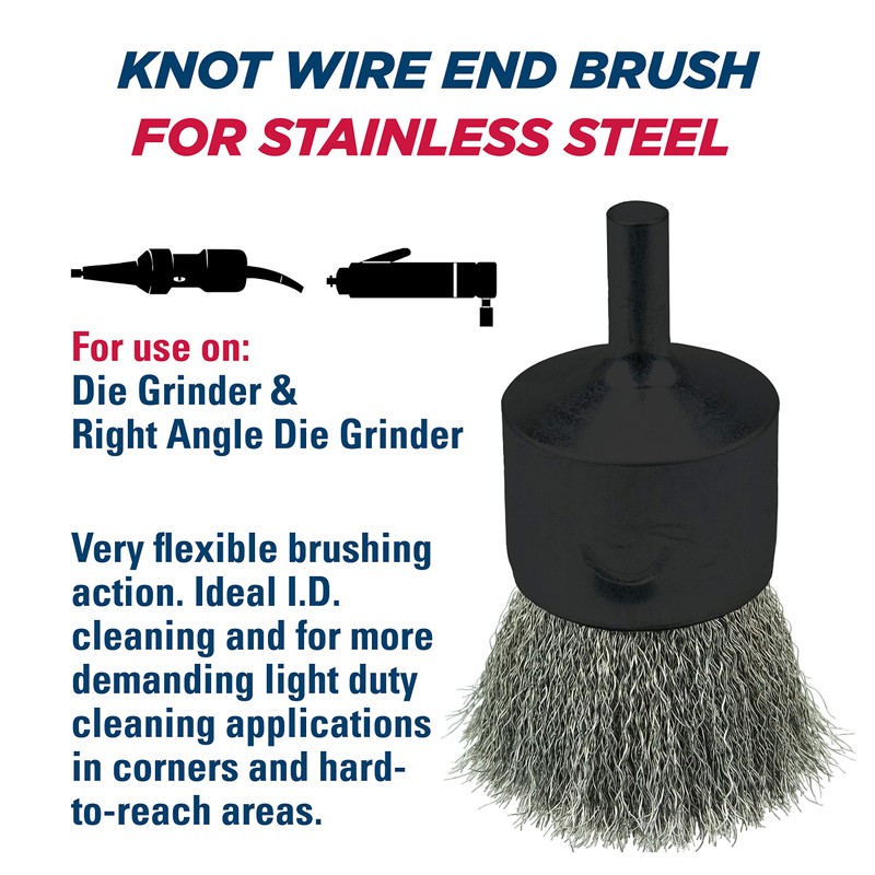 Weiler 10022 1" Crimped Wire End Brush, .0104" Stainless Steel