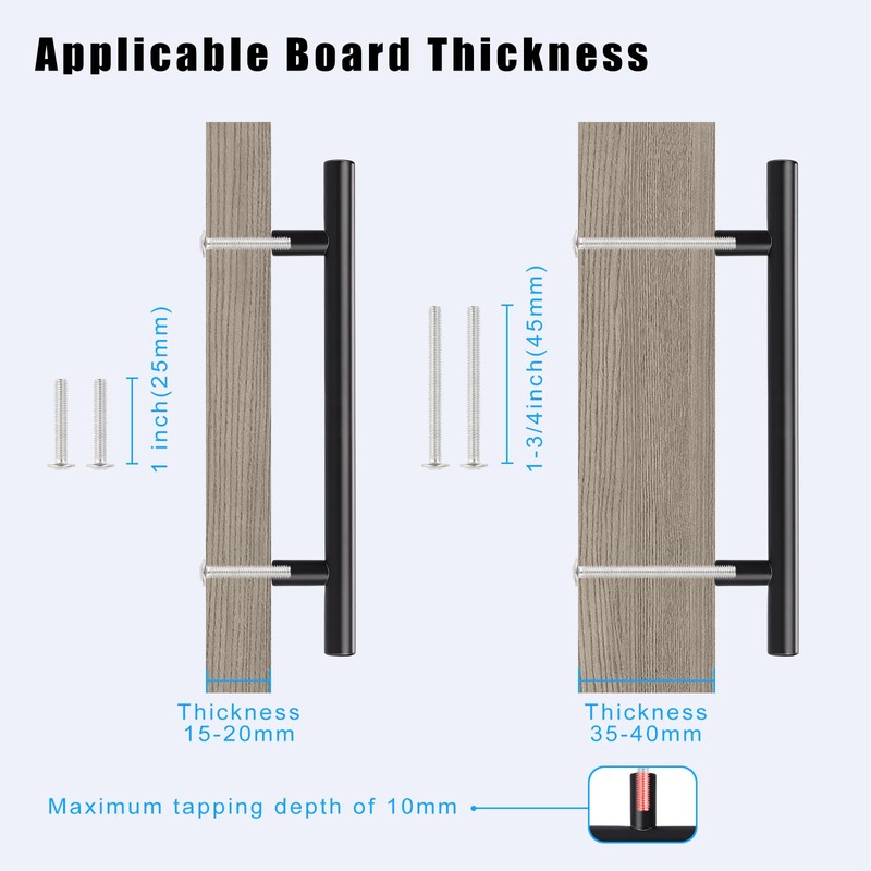 KNOBWELL 6 Pack Stainless Steel Cabinet Knobs, Matte Black Drawer