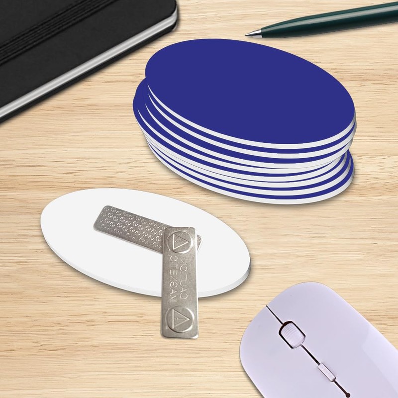 Oval Name Badge Blanks with Magnet - 10 Pack (Blue)