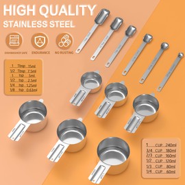 Minteem Stainless Steel Measuring Cups & Spoons Set for Cooking and Baking, Nesting Measuring Cups Measuring Spoons for Measuring Dry or Liquid Ingredients, Kitchen Gadgets, 12Pack