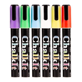 Wet Wipe Liquid Chalk Pens, Chalkboard markers, Blackboard pens (Assorted, Pack of 6, 6mm)
