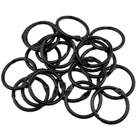 VAKTOK Binder Ring Black Metal Hinged Ring Book Binder Ring Stapler Hinged Buckle Ring Scrapbook Sketchbook Craft Album DIY Binding Ring -20PCS