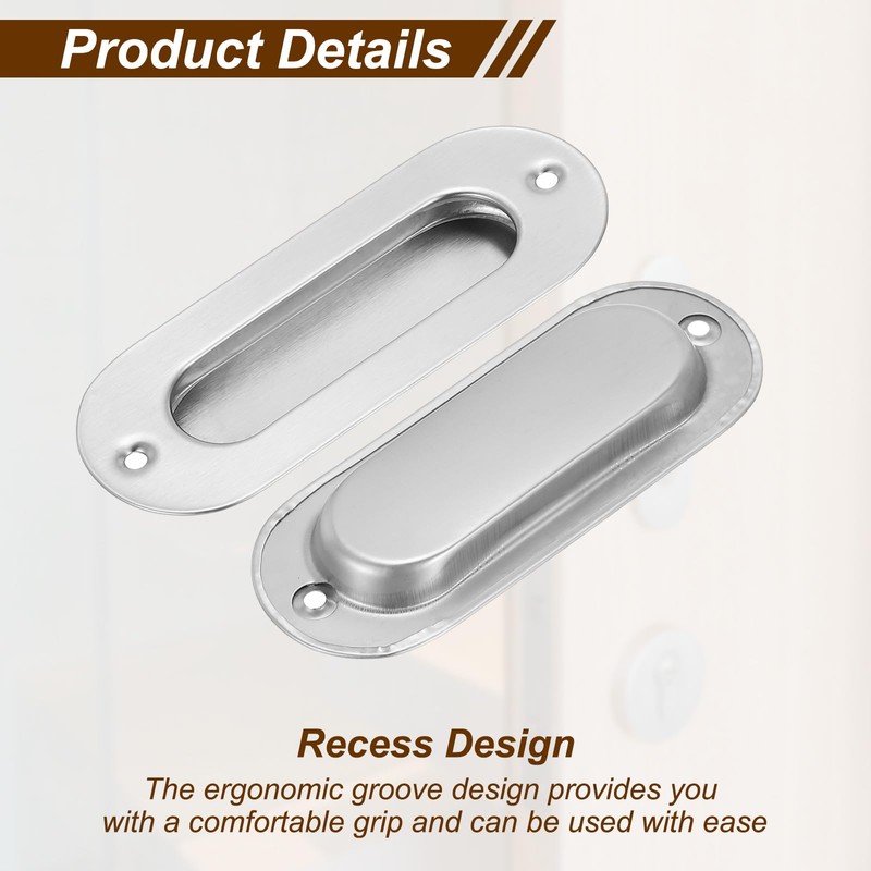 PATIKIL Recessed Finger Flush Pulls 4" 2 Pcs Pocket Door