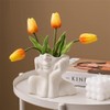 White Ceramic Face Vase - Flower Vase Desk Decor Female