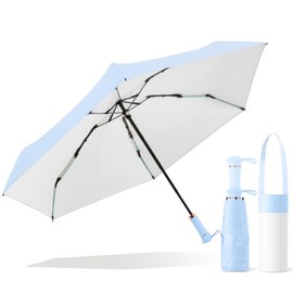 ZOMAKE Folding Parasol, Ultra Lightweight, Compact, Extendable Handle Design, UPF 50+ UV Protection, Light Blocking, Heat Blocking, UV Protection, Rain and Sun, Includes Storage Case, blue