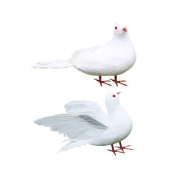 Milisten Artificial Feathered Pigeons Birds Fake Pigeons Artificial Craft Foam Birds for Home Garden Wedding Decorations Pack of 2