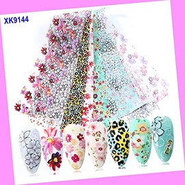 10pcs 20x4cm Rose Flower Love Valentine Day Nail Foil Transfer Sticker Xk9144 for Nails Design Nail Art Stickers Decals Supplies Manicure Tips Sticker Colorful for Nail Decorations