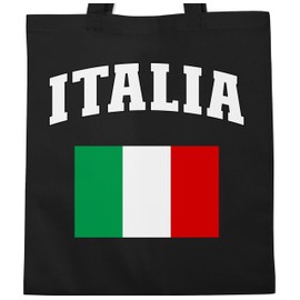 Shirtracer - Cotton Bag - Football World Cup - Bags - Italia Lettering with Flag | Italy | Italy, 1 black