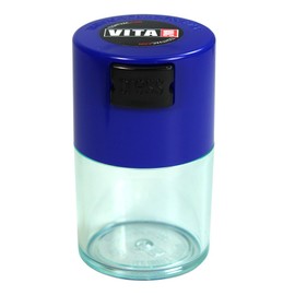 Vitavac - 5g to 20 grams Airtight Multi-Use Vacuum Seal Portable Storage Container for Dry Goods, Food, and Herbs - Dark Blue Clear