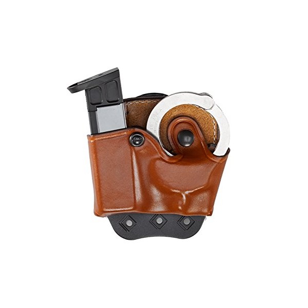 Aker Leather 519 DMS Combo Handcuff Case and Magazine Pouch, 1911 Single Stack .45 ACP, Tan