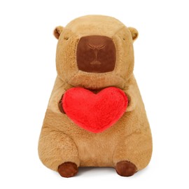 Lucky Radish 11 inch Capybara Plush Toy with Heart – Soft and Huggable Stuffed Animal for Kids for Birthday or Valentine’s Day Gifts