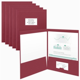 The Gallery Collection, 50 Count, Burgundy, Two Pocket Presentation Folders with Customizable Labels, Perfect for Sales Material, Important Documents & More (9 x 12)