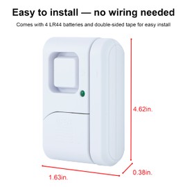 GE Personal Security Window and Door Alarm, 6 Pack, DIY Protection, Burglar Alert, Wireless Chime/Alarm, Easy Installation, Home Security, Ideal for Home, Garage, Apartment and More,White, 49721
