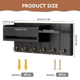 Bocguy Key Rack with Shelf, black