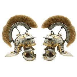 THOR INSTRUMENTS Roman Centurion Steel Helmet White Plume and Liner Brass & Silver Polish Finish Rustic Vintage Home Decor Gifts