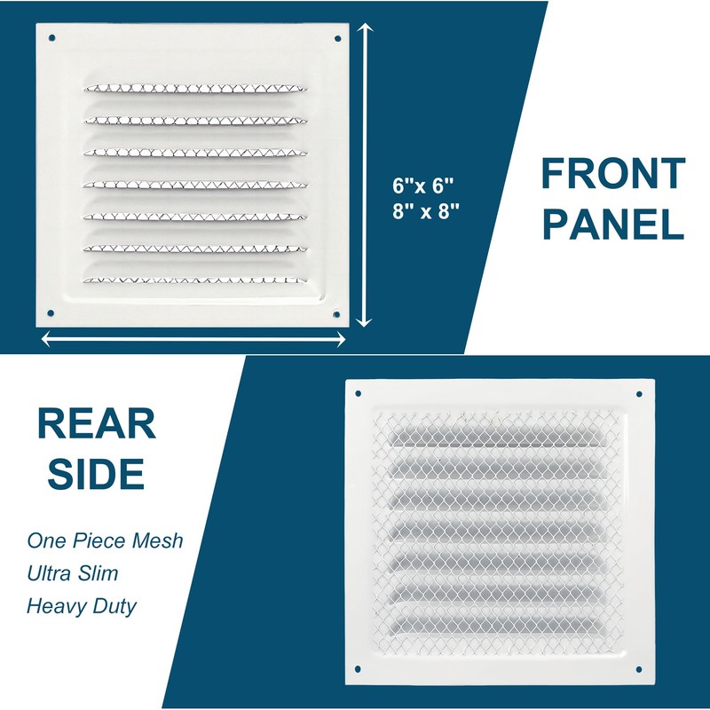 Metal Vent Cover, 6" x 6" Square Soffit Air Vent
