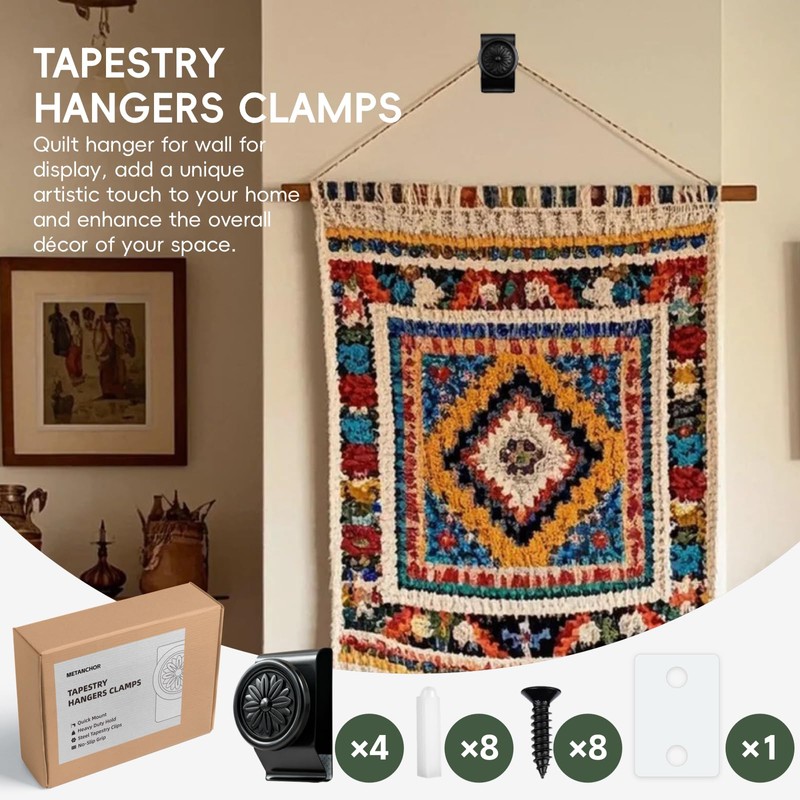 Tapestry Hangers, Blanket Hanger Clamps, Quilt Hanger for Wall for