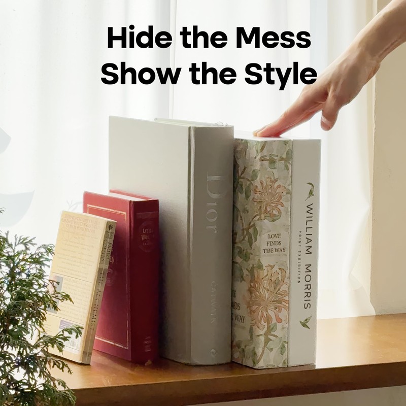 Book Shape Decorative Cable Management Box - Expandable Cable Organizer