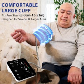 ERDPAA Blood Pressure Monitor, Smart Upper Arm Blood Pressure Monitor for Home Use with XL Pressure Bracelet, Digital Blood Pressure Monitor, Automatic Electric Blood Pressure Monitor with Gr Cuff