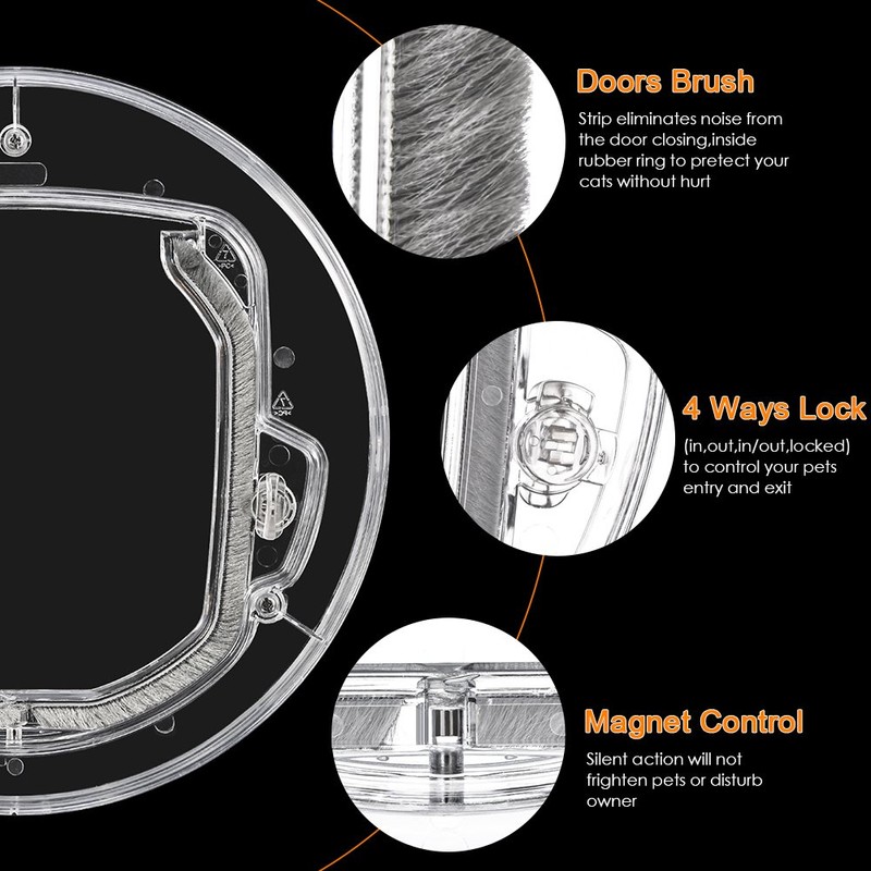 Madezz Cat Flap Door, 4 Way Locking Cat Doors, Small