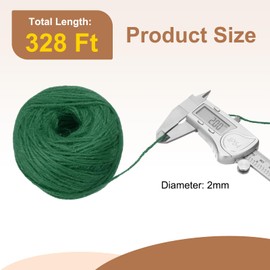 sourcing map 328 Feet Natural Jute Twine String, 2mm Twine String Color Jute Twine Jute Rope for DIY Art Crafts Gift Wrapping Decoration Packing Gardening Plant Hanger, Dark Green