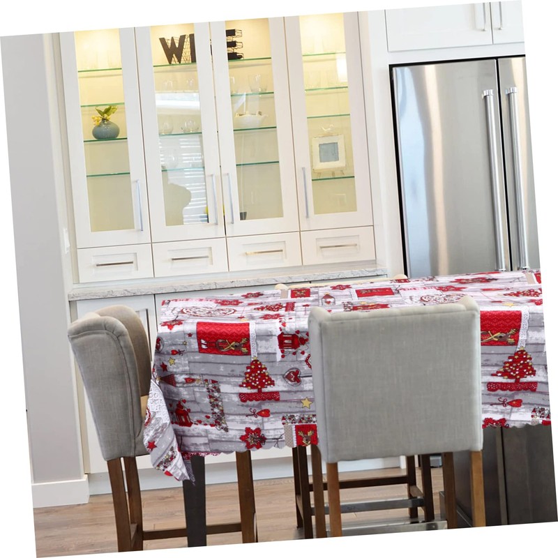 SAFIGLE Vinyl Christmas Tablecloth Square Xmas Decor Holiday Table Cover