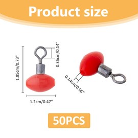 SUPERFINDINGS 50PCS Fishing Rolling Swivel 18.5x12mm Fish Pulley Line Connectors Red Slide Rig Rolling Swivels Plastic Fishing Swivels Cross Line Fishing Tackle Running Slider Bead Swivel