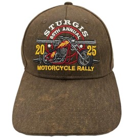 2025 Sturgis Motorcycle Rally Oil Stained Biker Guns Hat